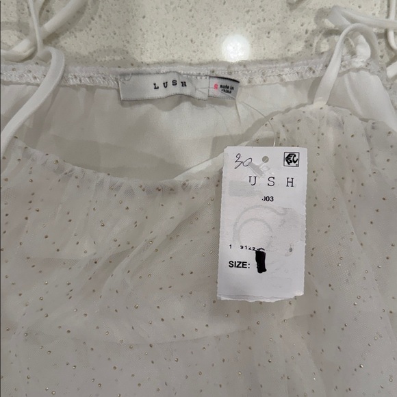 Lush NWT Tulle Tiered Cami tanktop top white gold - Picture 3 of 5